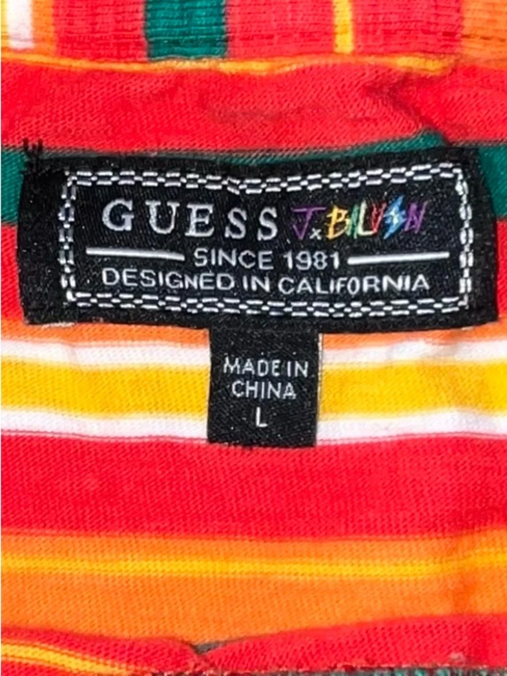 Guess x J Balvin Vibras collection striped crew neck t-shirt Size Large Mens - Picture 3 of 5